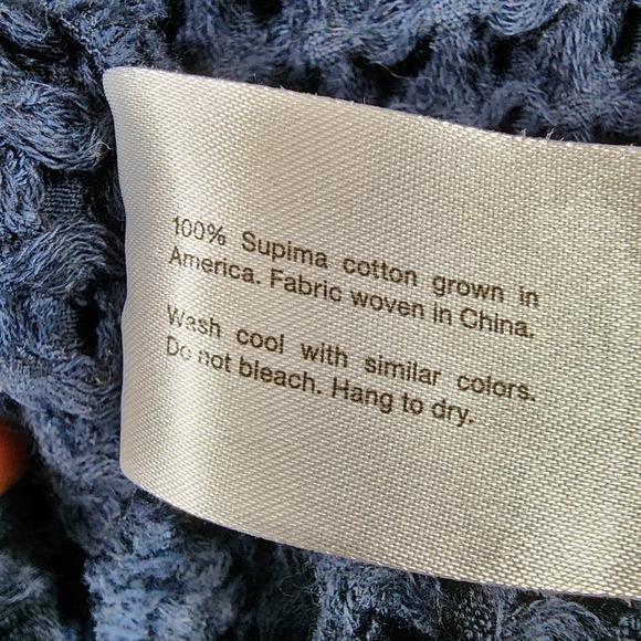 Onsen Waffle Knit 100% Supima Cotton Hooded Robe Unisex M Navy Blue - Picture 14 of 14